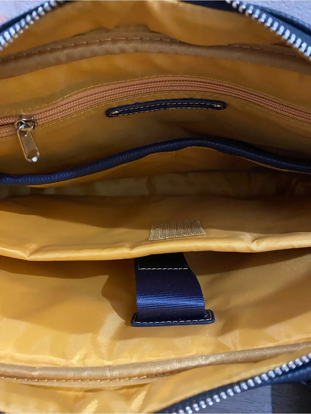 Robert Graham Navy Leather Laptop Bag with Paisley Accent